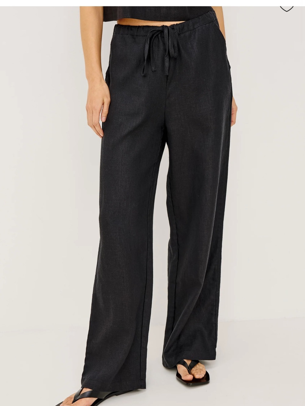 Rails size small Wide-Leg linen Drawstring Pants in Black
